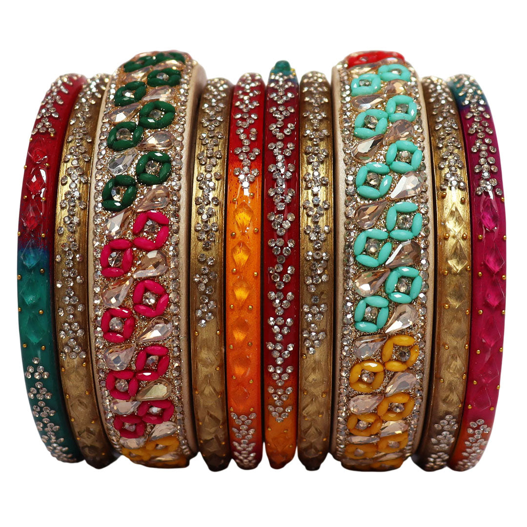 Womens Designer Lac Bangles Set With Latest Kundan Design