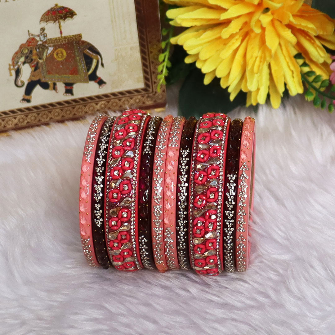 Womens Designer Lac Bangles Set With Latest Kundan Design
