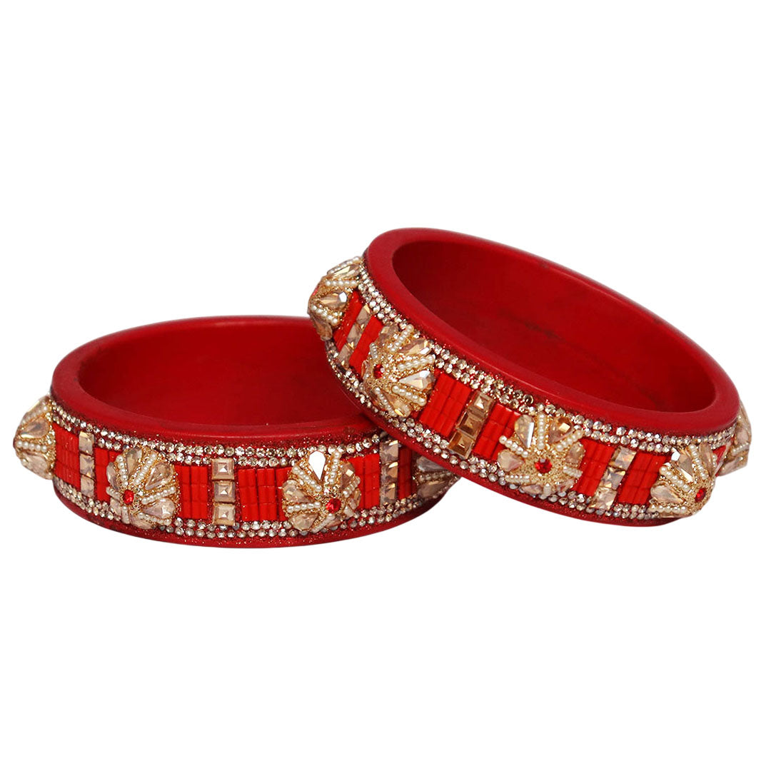 Jaipuri Lac Bangles Kundan Pearl Rhinestone Designer Kada