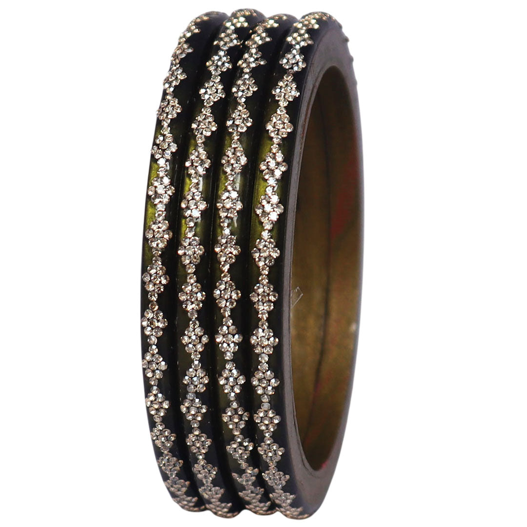 Premium lac bangles with rhinestone work for festive wear