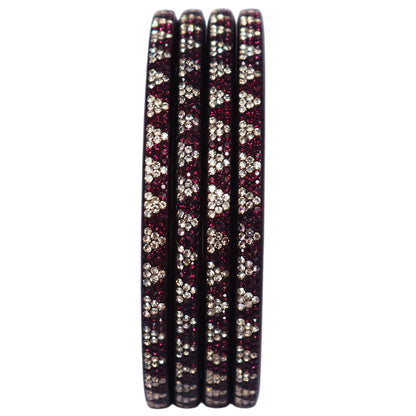 Traditional Lac bangle set of four with sparkling rhinestone embellishment