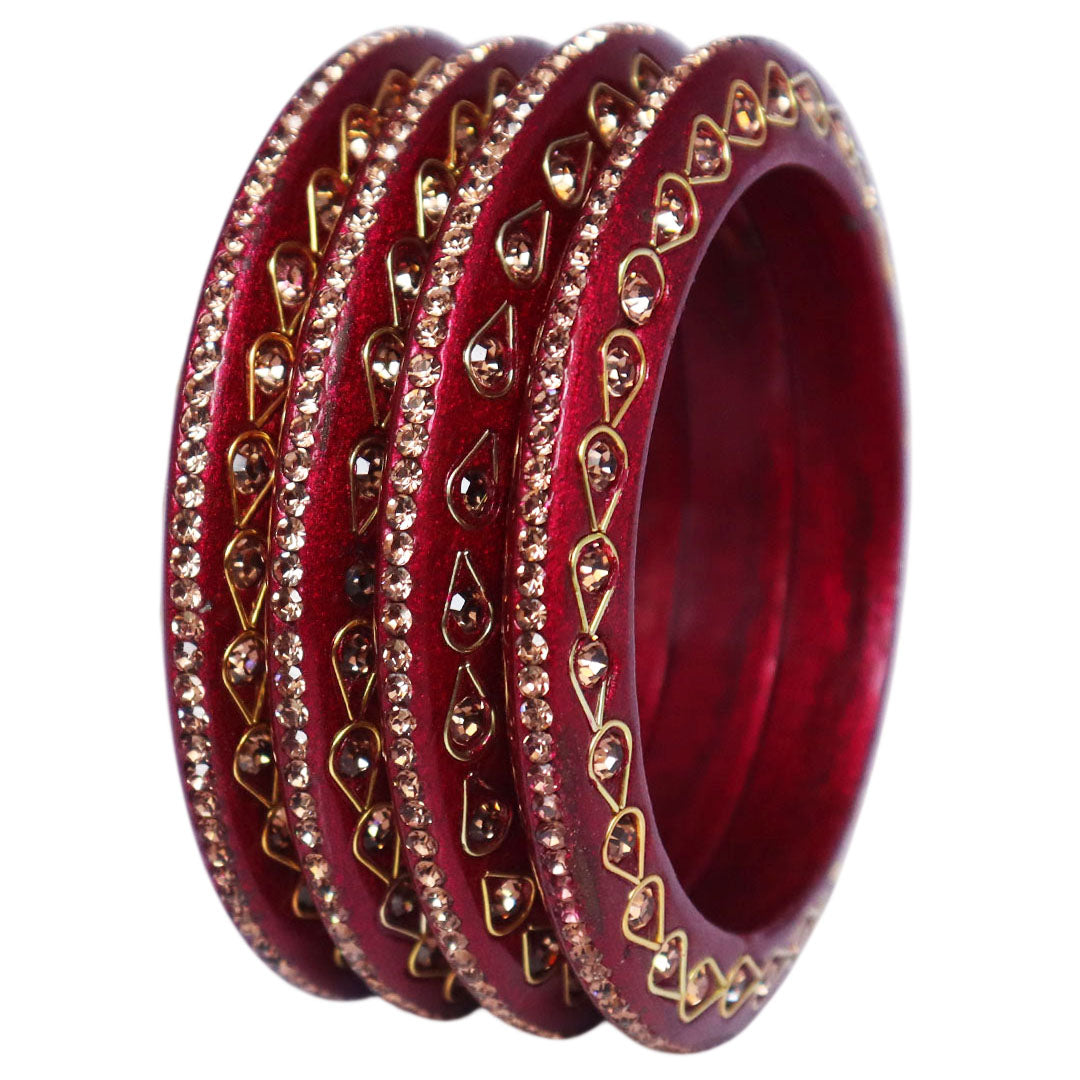 Lac Bangles Premium Rhinestone Bangadi Set for Women