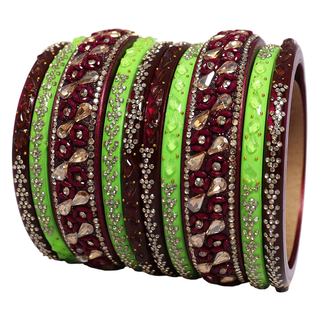Womens Designer Lac Bangles Set With Latest Kundan Design