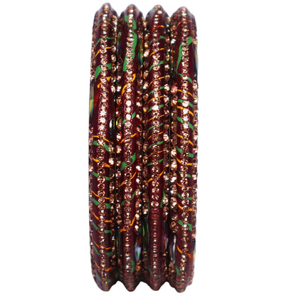 Lehariya Lac Bangles for Women | Traditional Rajasthani Rhinestone Bangles | Glossy Festival & Wedding Bangles By TAJ BRIDAL STORE