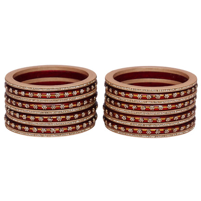 Bridal Rajasthani Lac Bangles Set with Floral Stone Work