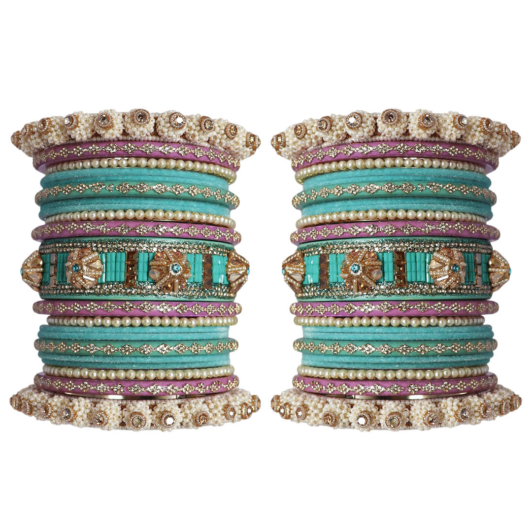 Premium Rajasthani bridal bangles with Pearl, Kundan and Rhinestone craftsmanship