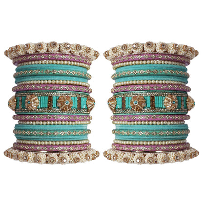 Premium Rajasthani bridal bangles with Pearl, Kundan and Rhinestone craftsmanship