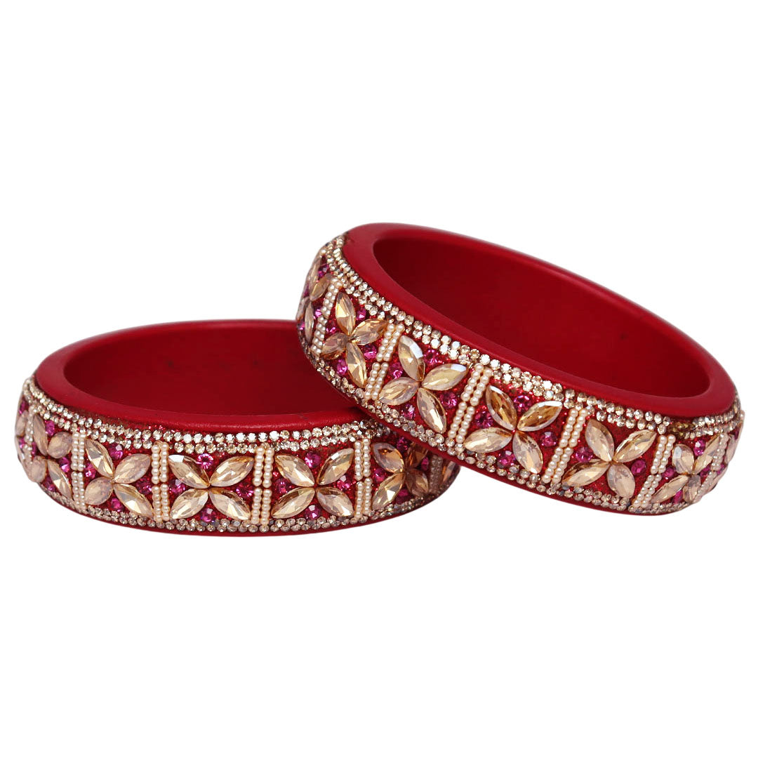 Jaipuri Handmade Lac Kada with Kundan Beads Craft