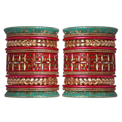 Handmade Rajasthani Lac Bangles for Bride – Kundan Stone Work