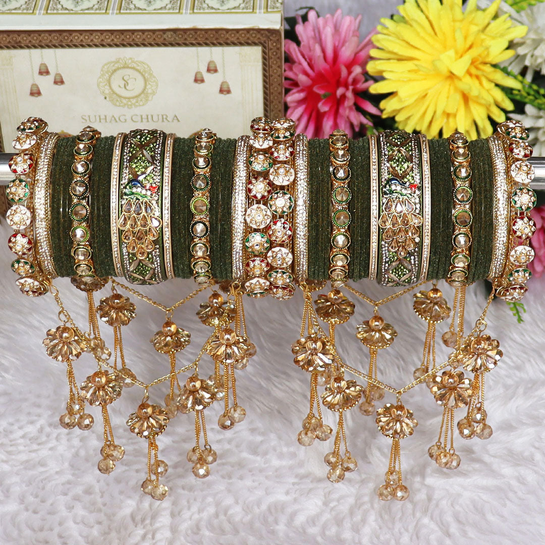 Premium Bridal Chura Set With Trending Peacock and Jhula Latkan Design