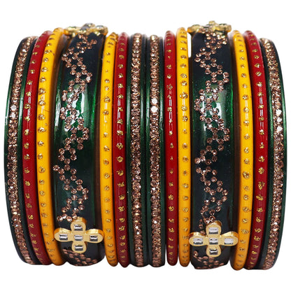 Marwadi Short Lac Chura Set With Beautiful Kundan-Rhinestones Design