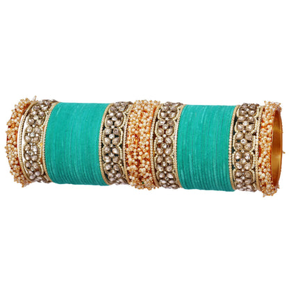 Premium Bridal Metal Bangles – Kundan Stone & Pearl Embellished