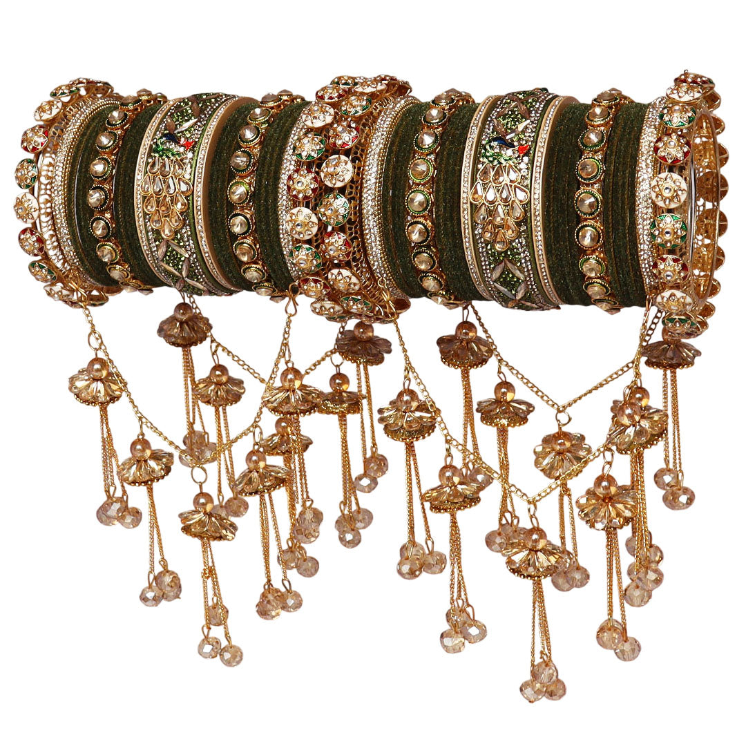 Premium Bridal Chura Set With Trending Peacock and Jhula Latkan Design