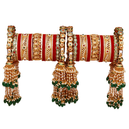 Luxurious Rajwadi Wedding Bangles with Elephant Kada & Hangings