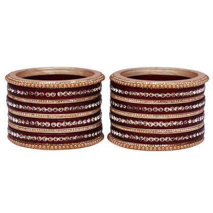 Rajasthani Lac Bangles Set with Rhinestone & Synthetic Beads Work
