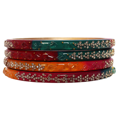 Womens Designer Lac Bangles Set With Latest Rhinestones Design