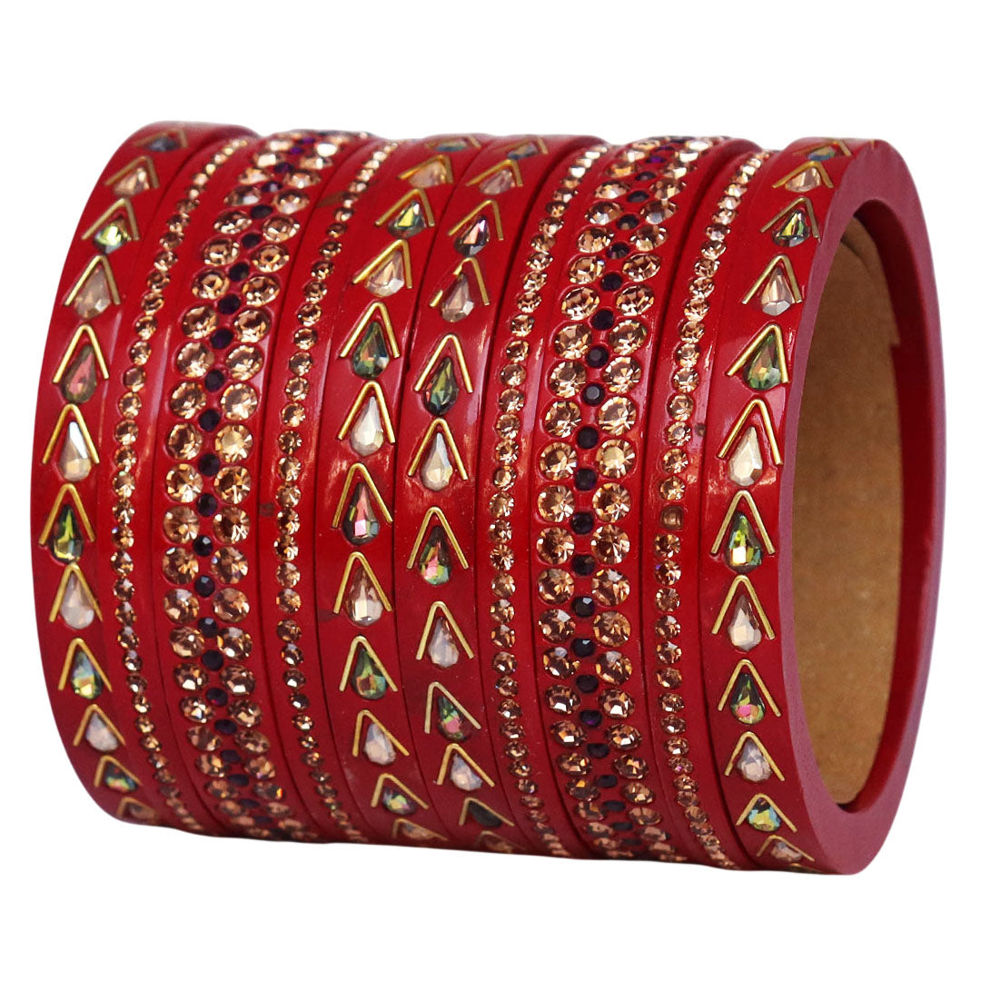 Jaipuri Lac Bangles with Kundan & Artificial Stone Design