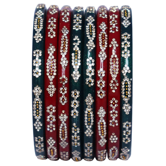 Traditional Lac Bangles Designer Red Green Rajasthani Set