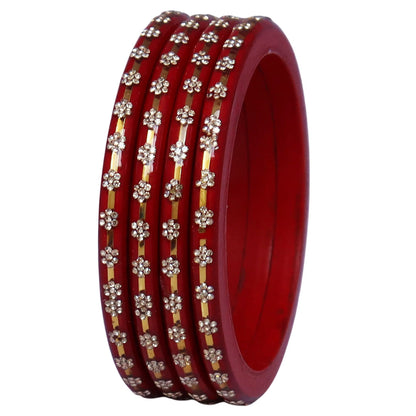 Classic Rajasthani Lac Bangles with Sparkling Flower Stones