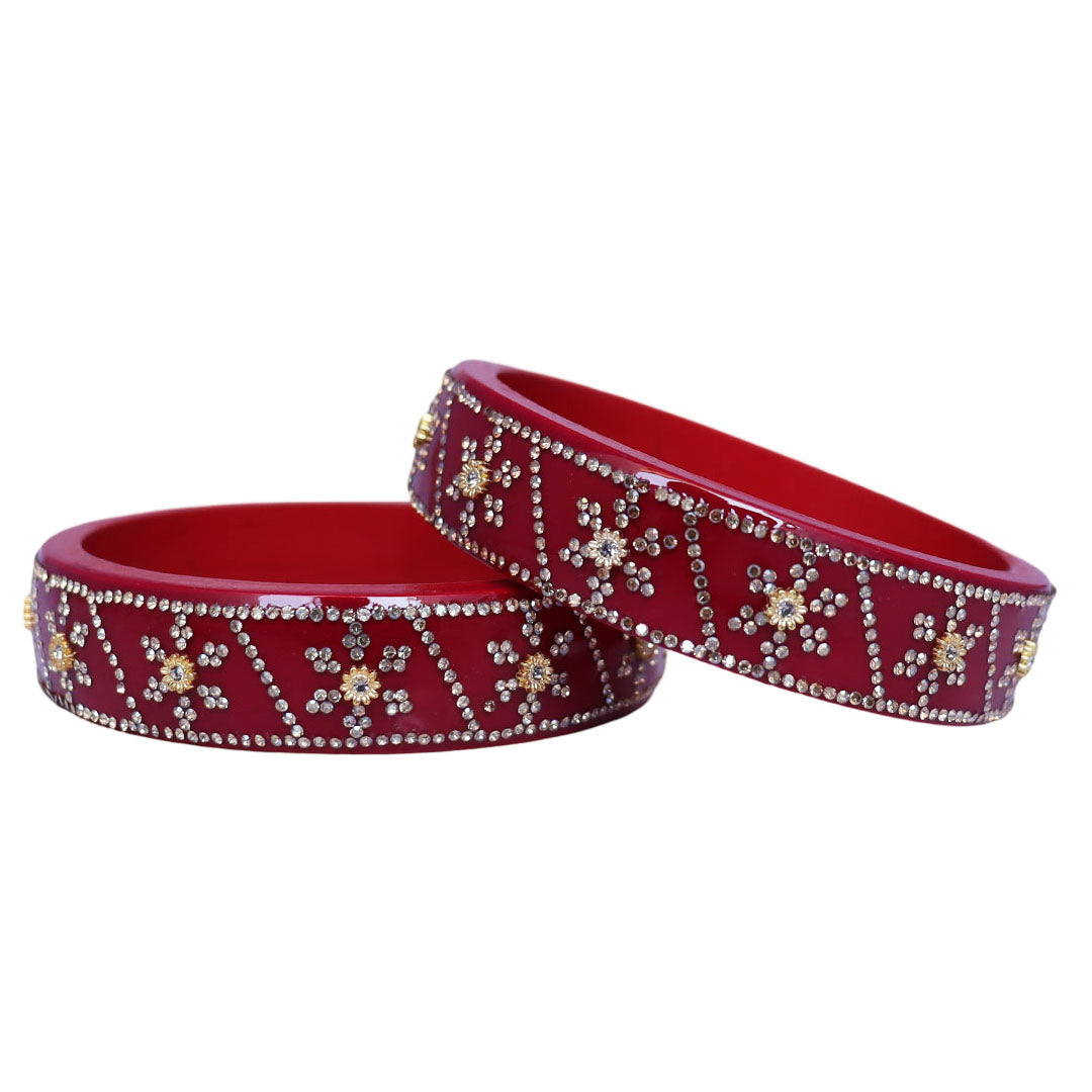 Designer Lac Bangles For Girls in Rhinestones Design