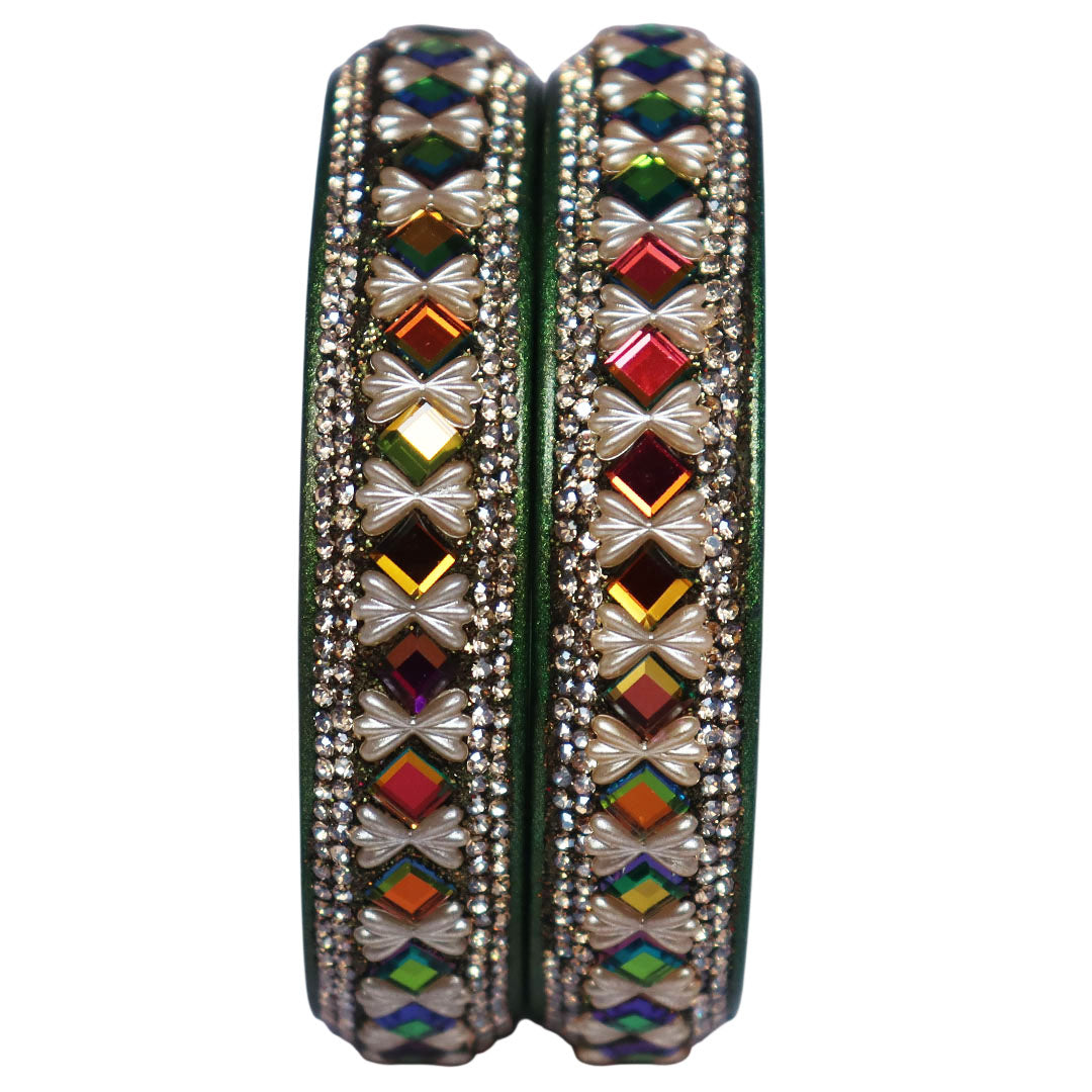 Premium Ethnic Lac Kada Bangles with Rainbow Stone Work for Women