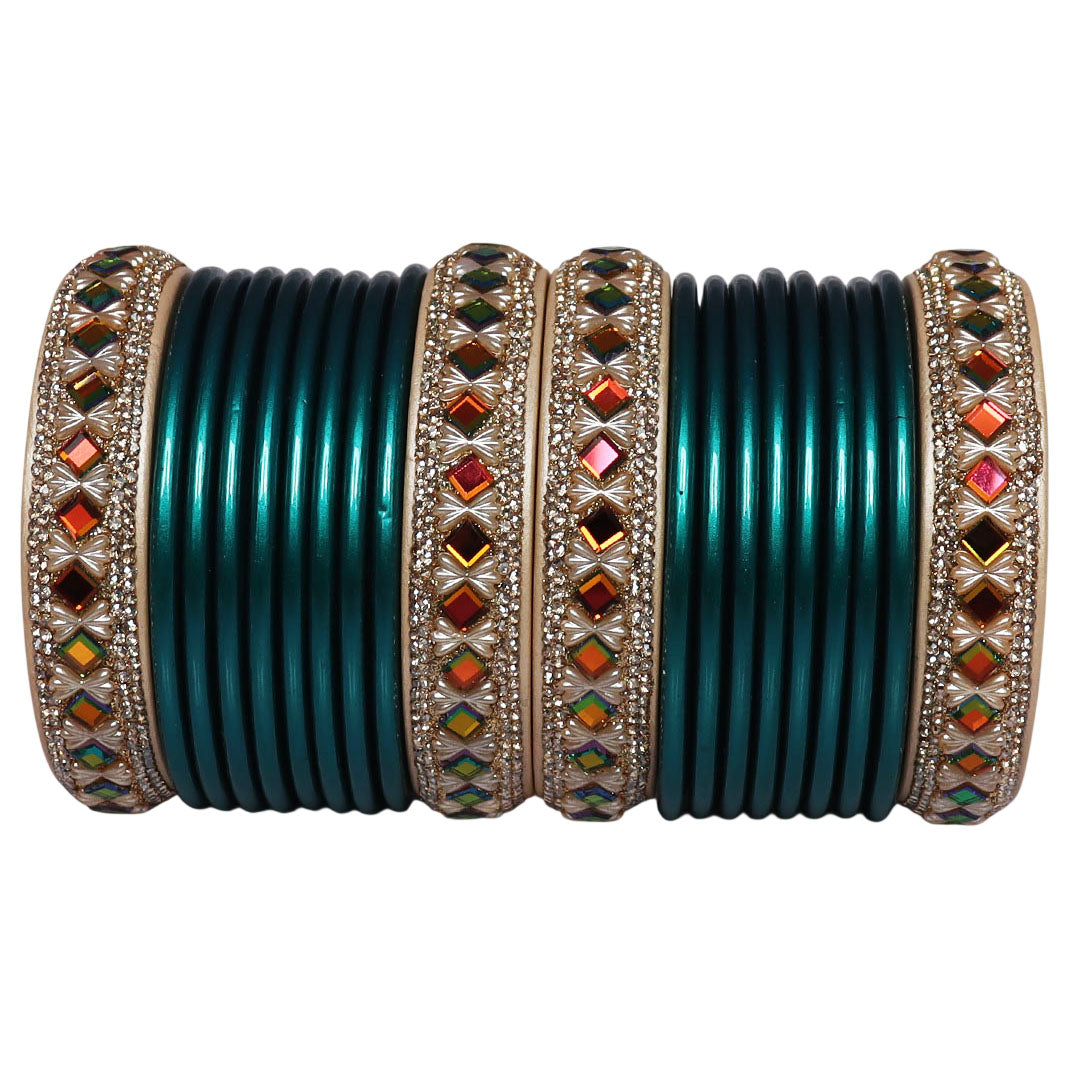 Handcrafted Pure Lac Bangles Set for Women with Designer Artificial Stone By TAJ BRIDAL STORE