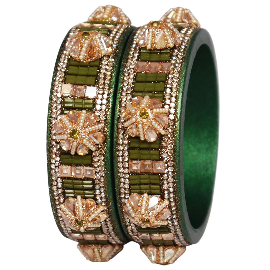 Jaipuri Lac Bangles Kundan Pearl Rhinestone Designer Kada
