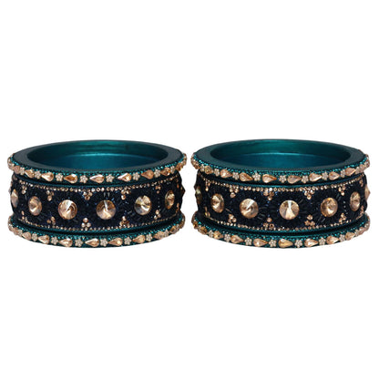Beautiful Lac Bangles Set with Floral Stone Design for Brides