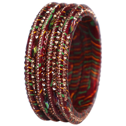 Lehariya Lac Bangles for Women | Traditional Rajasthani Rhinestone Bangles | Glossy Festival & Wedding Bangles By TAJ BRIDAL STORE