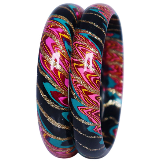 Designer Lac Bangles Latest Wave Design Kada Set