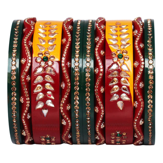 Diwali Special Traditional Lac Bangles with Artificial Stones Design
