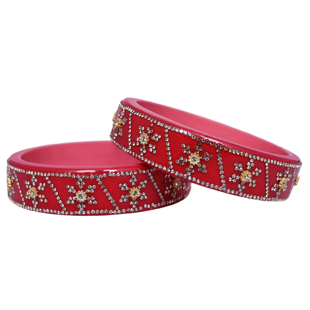 Designer Lac Bangles For Girls in Rhinestones Design