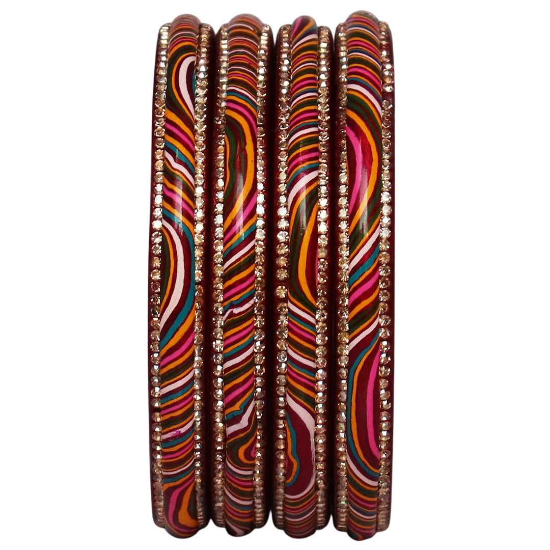 Designer Jaipuri Lac Kada with Multicolor Lahariya Artwork