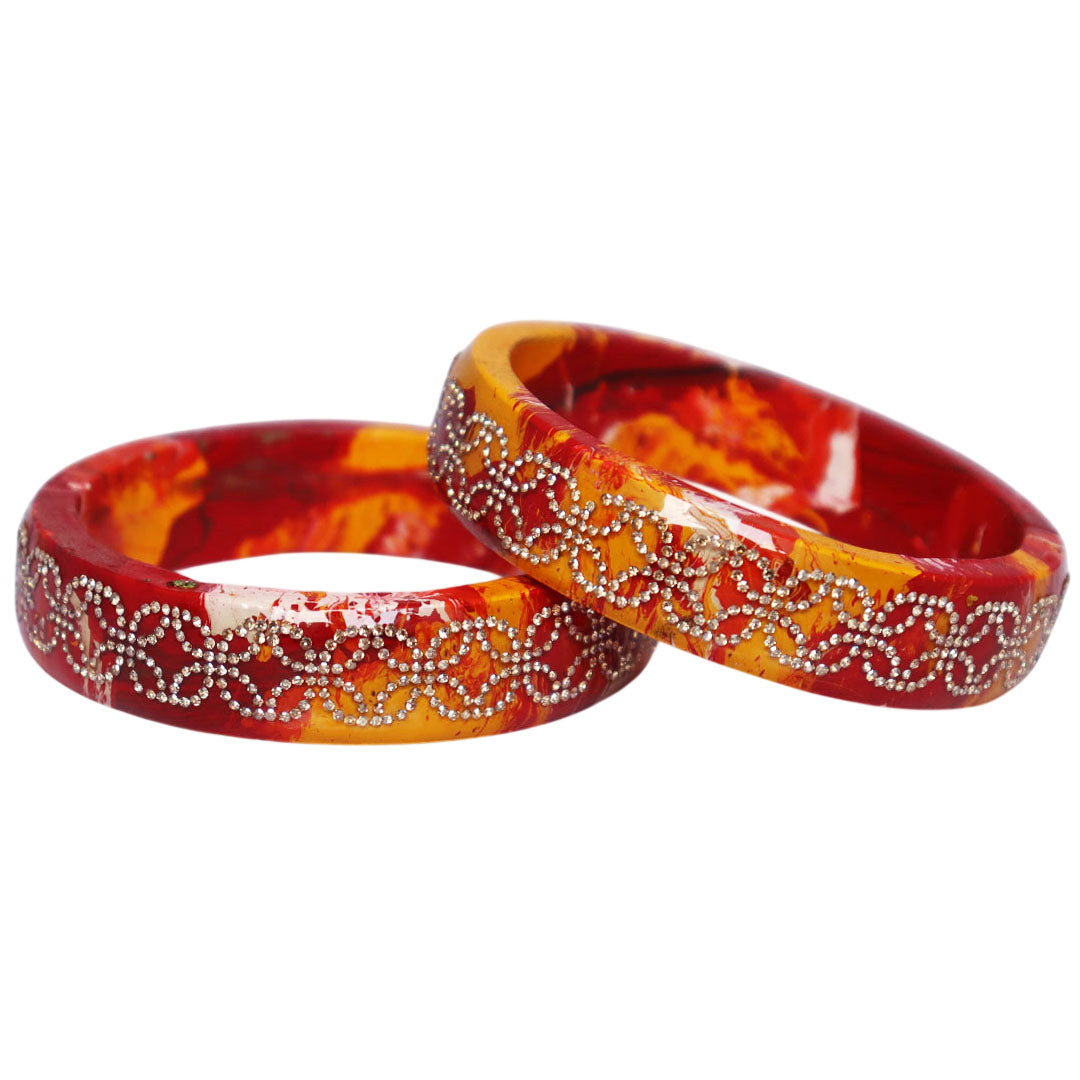 Premium Lac Bangles for Women | Multicolor Marble Finish Rhinestone Traditional Rajasthani Bangles By TAJ BRIDAL STORE
