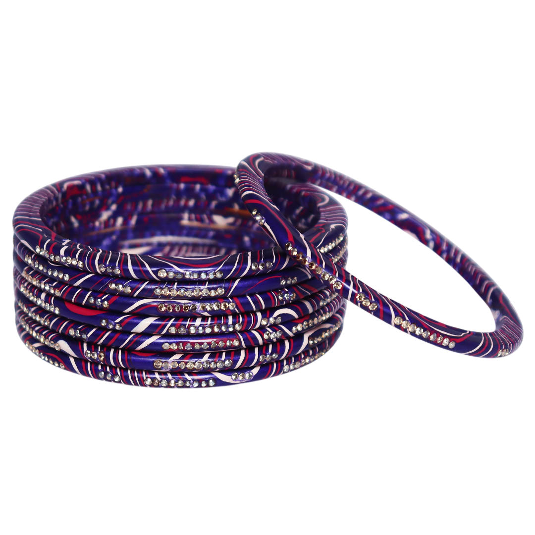 Glossy Multicolor Leheriya Pure Lac Chudiyan Set of 8 Handmade by Rajasthan Artisans