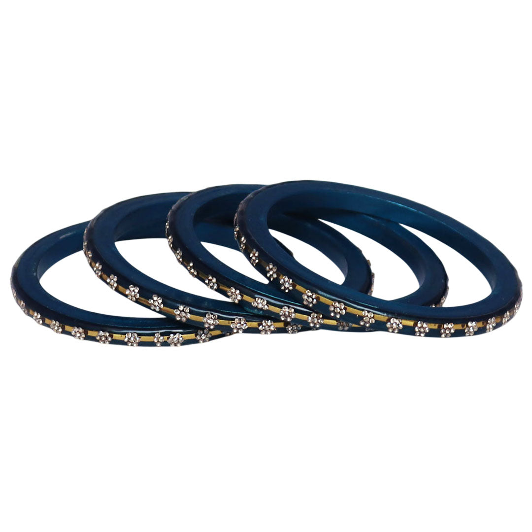 Classic Rajasthani Lac Bangles with Sparkling Flower Stones