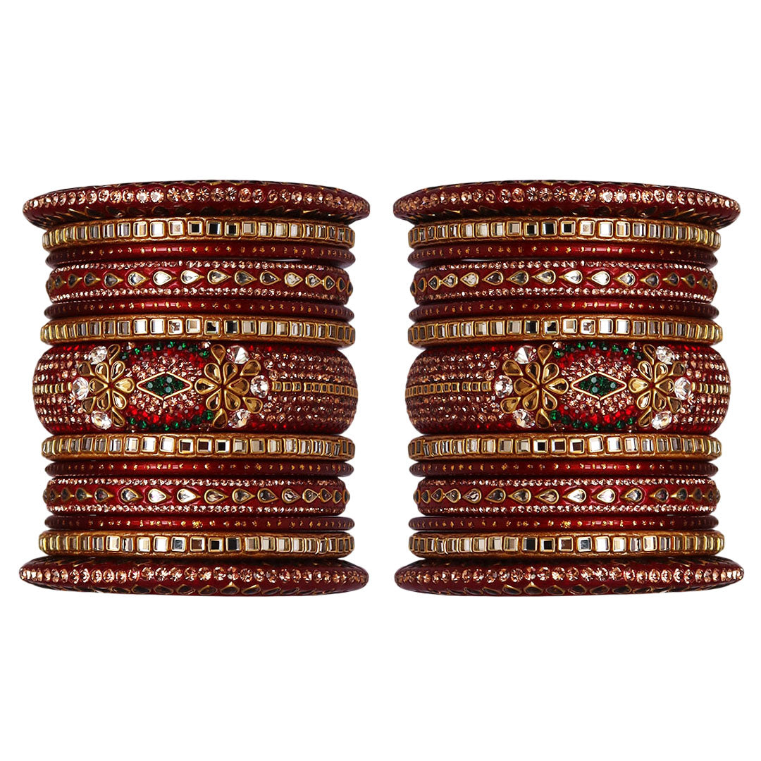 Royal Rajwadi Lac Bangles for Brides with Kundan Embellishments