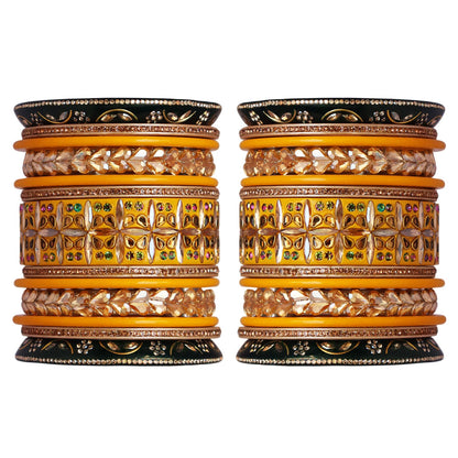 Handmade Rajasthani Lac Bangles for Bride – Kundan Stone Work