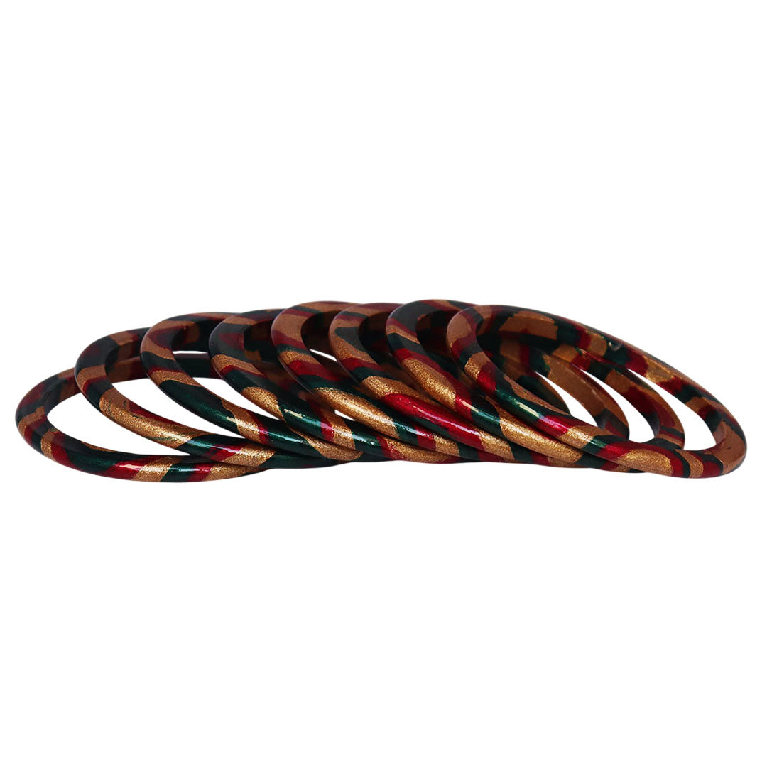 Lac Bangles Set Elegant Lahariya Pattern Bangles