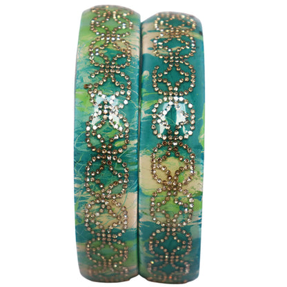 Premium Lac Bangles for Women | Multicolor Marble Finish Rhinestone Traditional Rajasthani Bangles By TAJ BRIDAL STORE