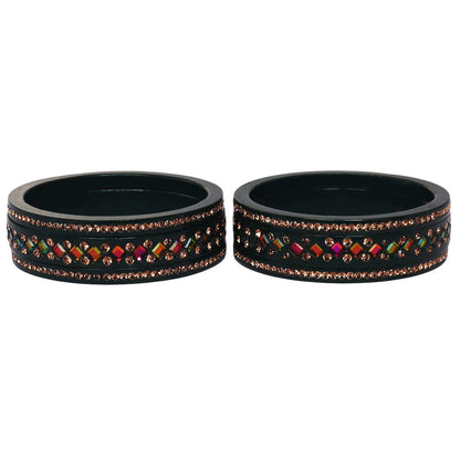 Women's Traditional Lac Bangles Set With Latest Rainbow Kundan Design