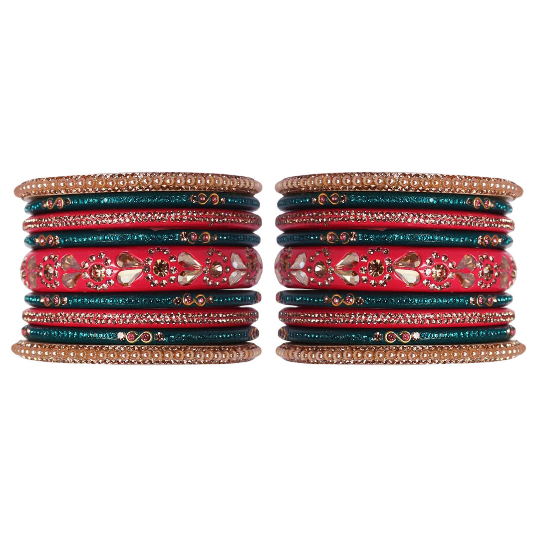 Handmade Lac Bangles For Women With Latest Rhinestones Design