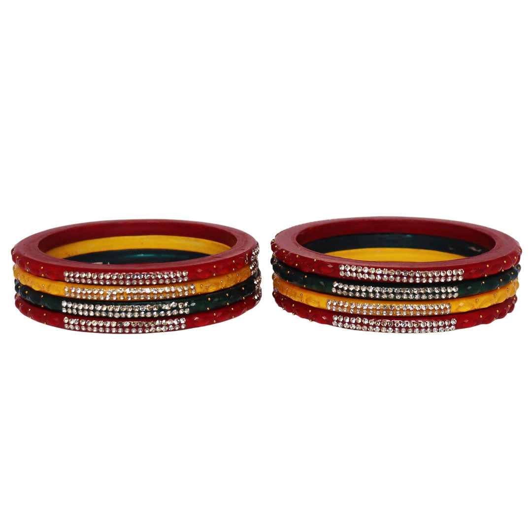 Pure lac colorful bangles set for women handcrafted Rajasthani Jaipuri bangles with rhinestone work festive and daily wear