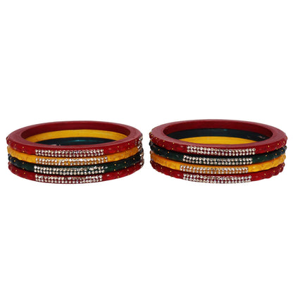Pure lac colorful bangles set for women handcrafted Rajasthani Jaipuri bangles with rhinestone work festive and daily wear