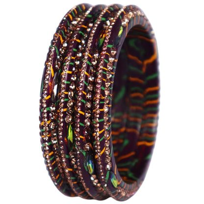 Lehariya Lac Bangles for Women | Traditional Rajasthani Rhinestone Bangles | Glossy Festival & Wedding Bangles By TAJ BRIDAL STORE