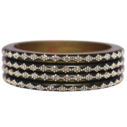 Premium lac bangles with rhinestone work for festive wear