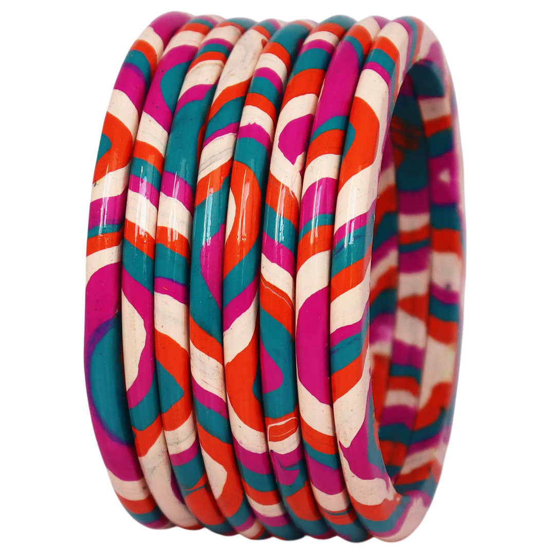 Lac Bangles Set Elegant Lahariya Pattern Bangles
