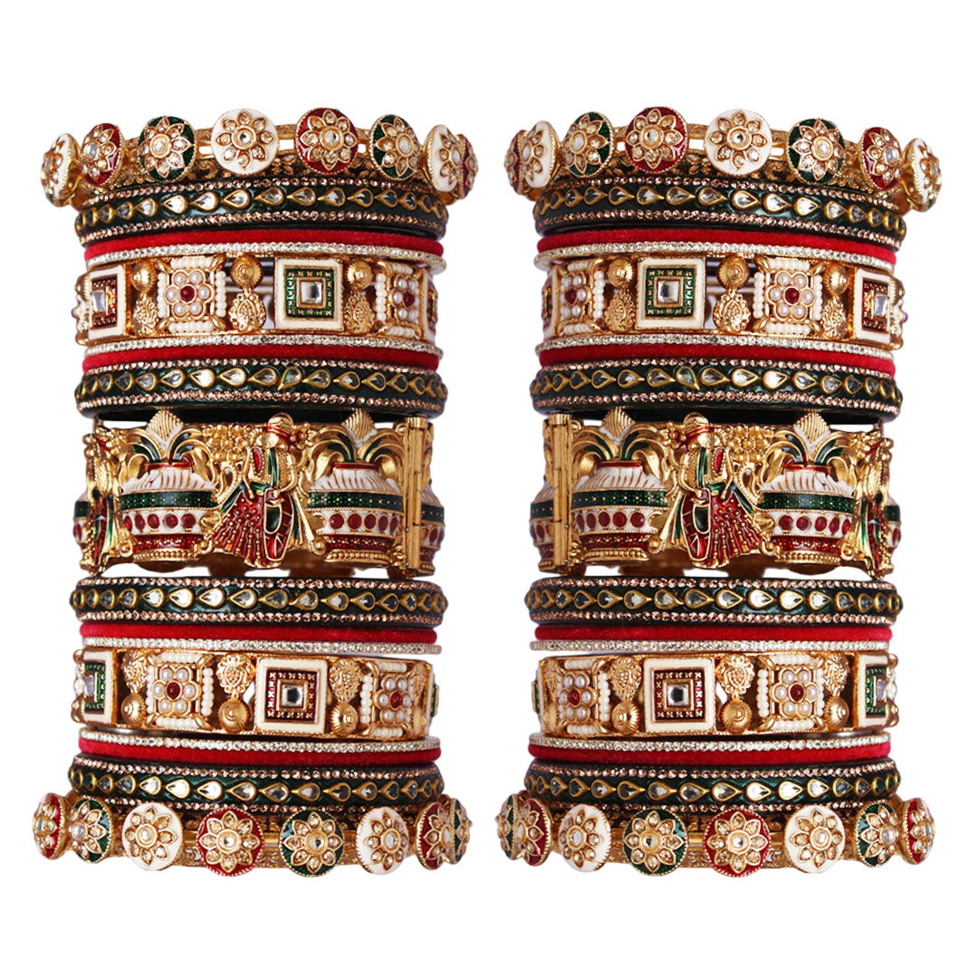 Stunning Rajwadi Bridal Bangles with Traditional Theme