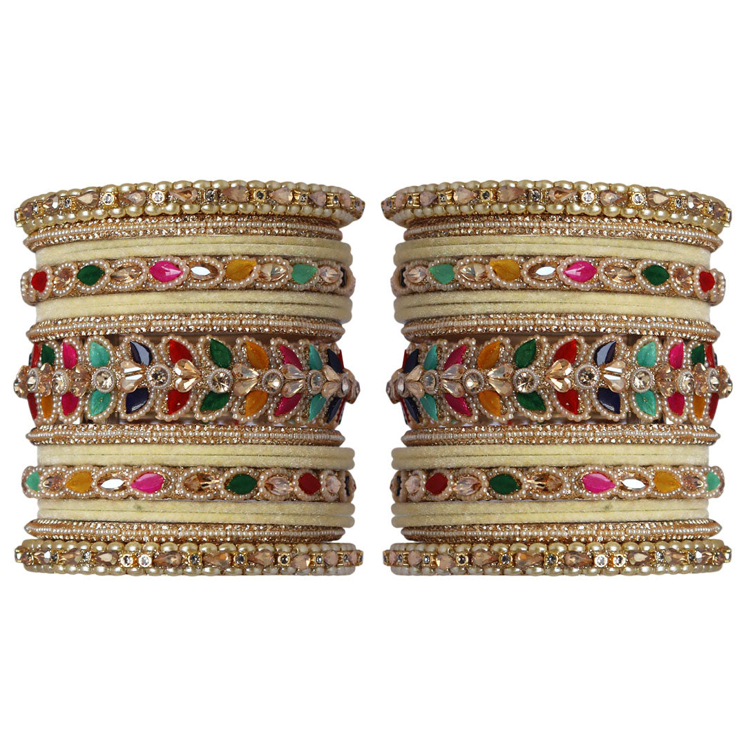 Indian Bridal Wedding Bangles Set – Kundan & Beads Work