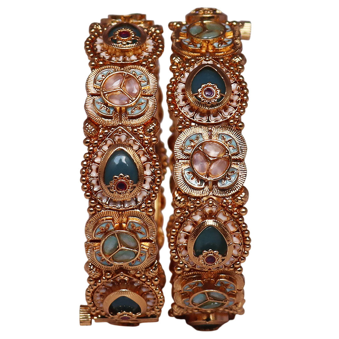 Gold Plated Bracelet with Heritage Artificial Stone Design